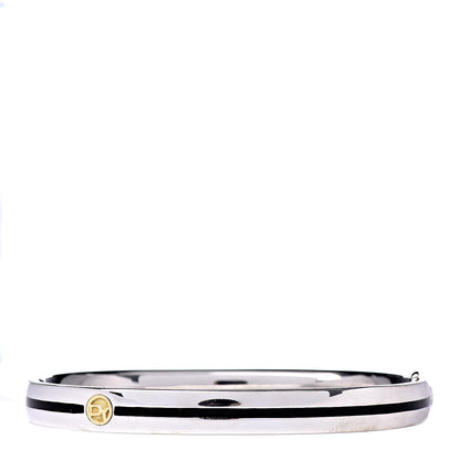 David Yurman Sterling Silver 18K Yellow Gold Black Enamel DY Logo Bracelet 1 of 5