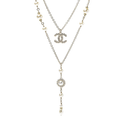 Chanel Crystal Pearl Pearls Coronation CC Layered Necklace Gold 1 of 7