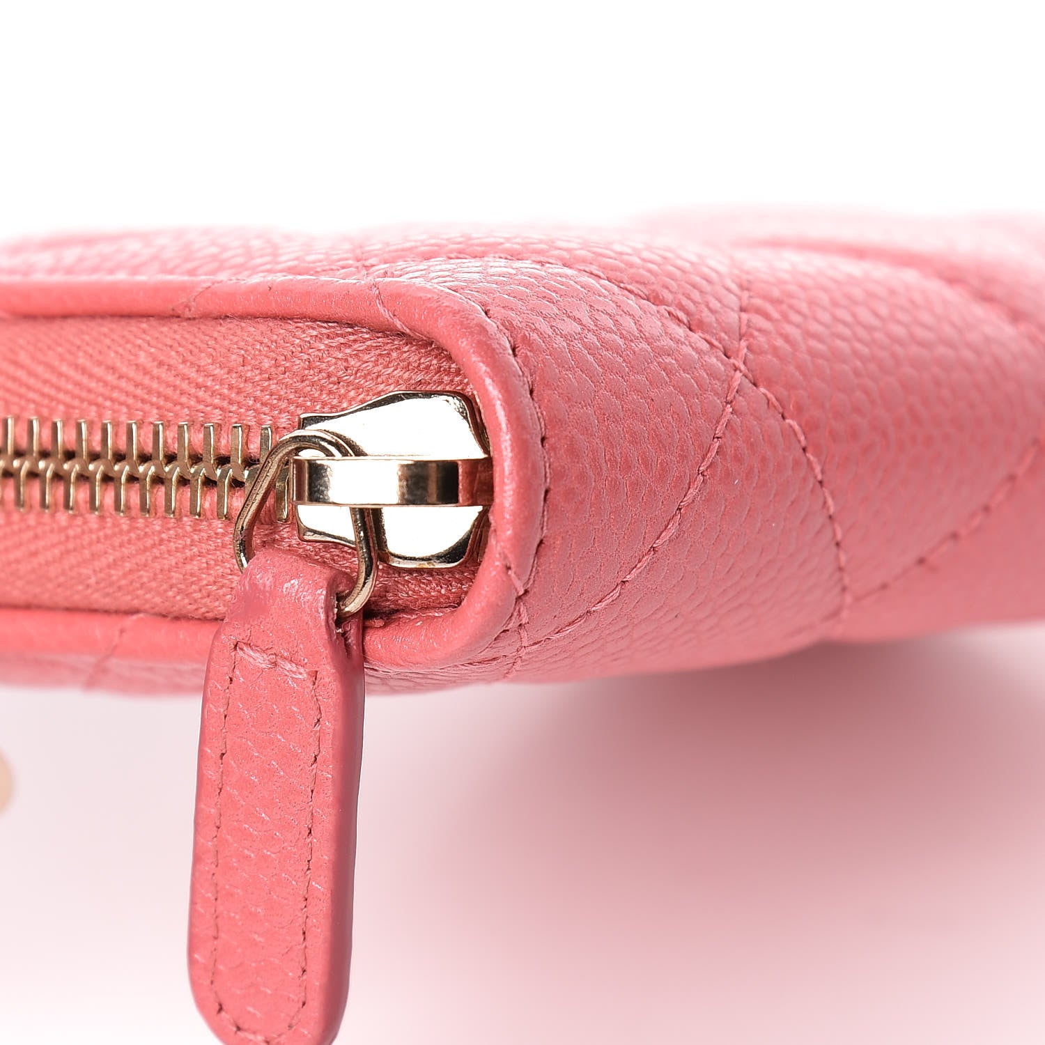 Chanel Metallic Caviar Quilted Zip Coin Purse Pink 9 of 10