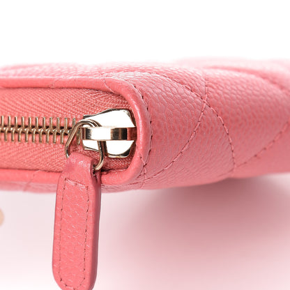 Chanel Metallic Caviar Quilted Zip Coin Purse Pink 9 of 10
