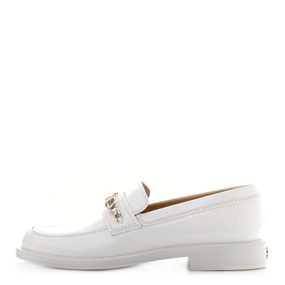 Chanel Shiny Calfskin Logo Loafers 41 White 1 of 7