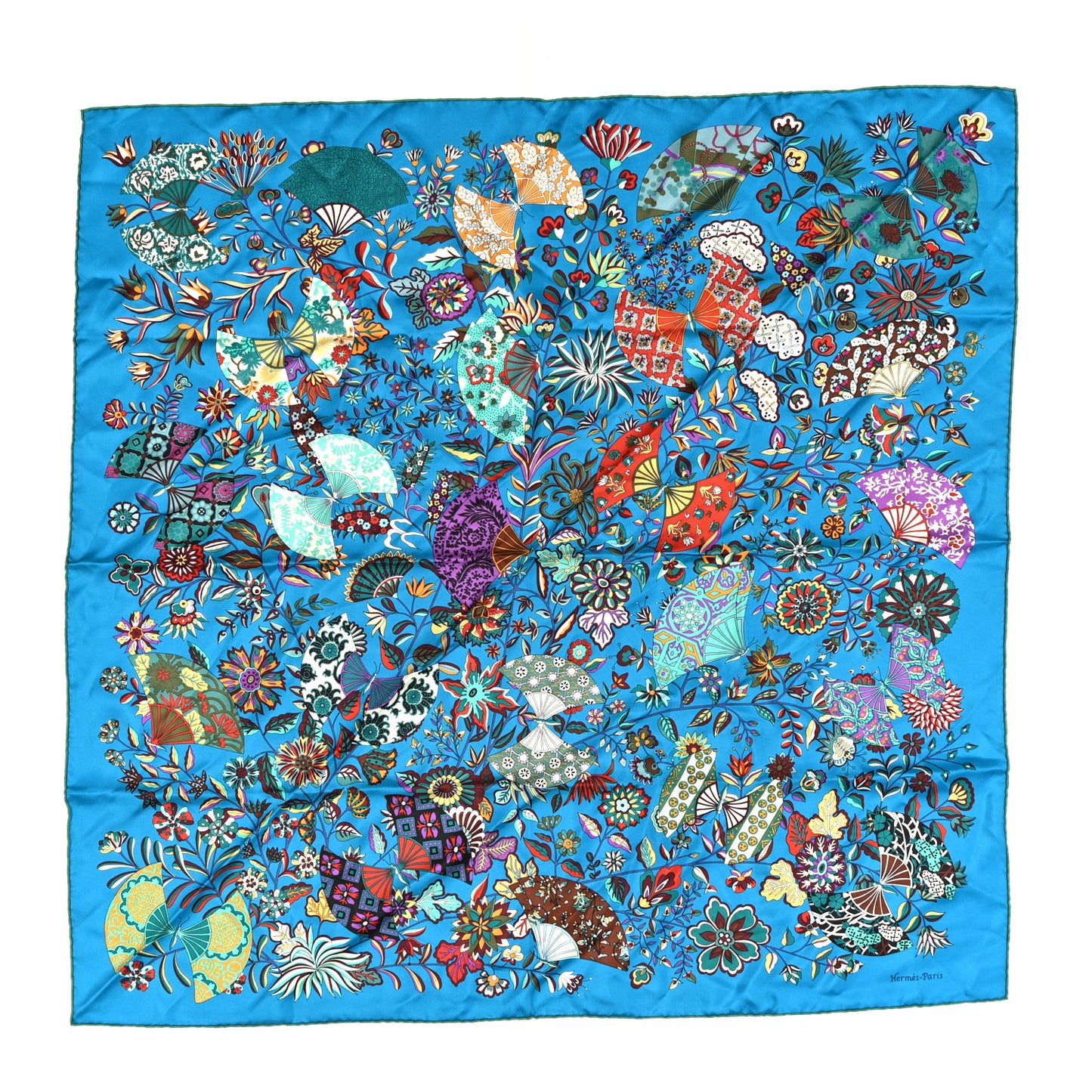 Silk Fleurs et Papillons de Tissus Shawl 90 Canard Vert Rouge