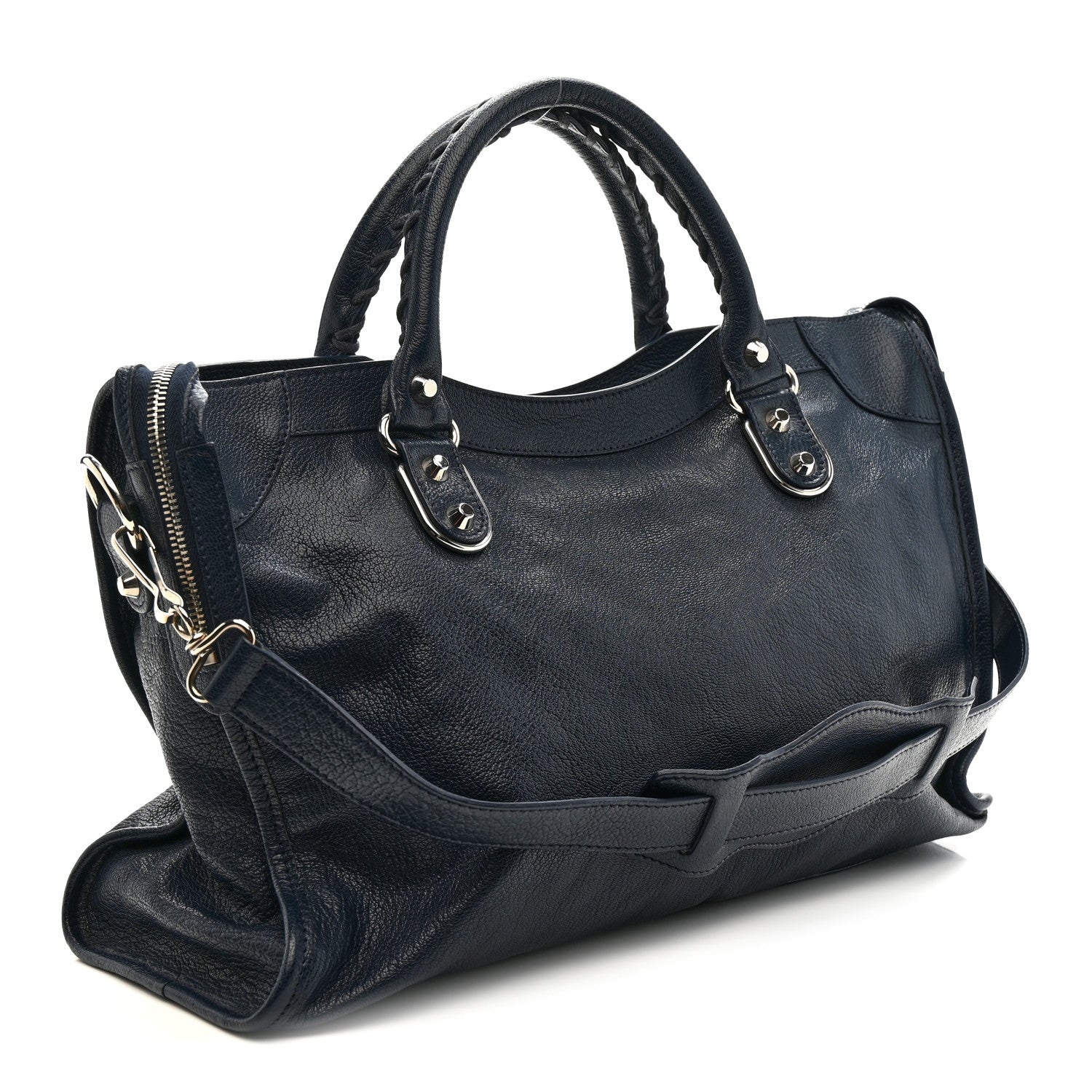 Balenciaga Chevre Silver Metallic Edge Hardware City Bleu Nuit Dark Sea 4 of 12