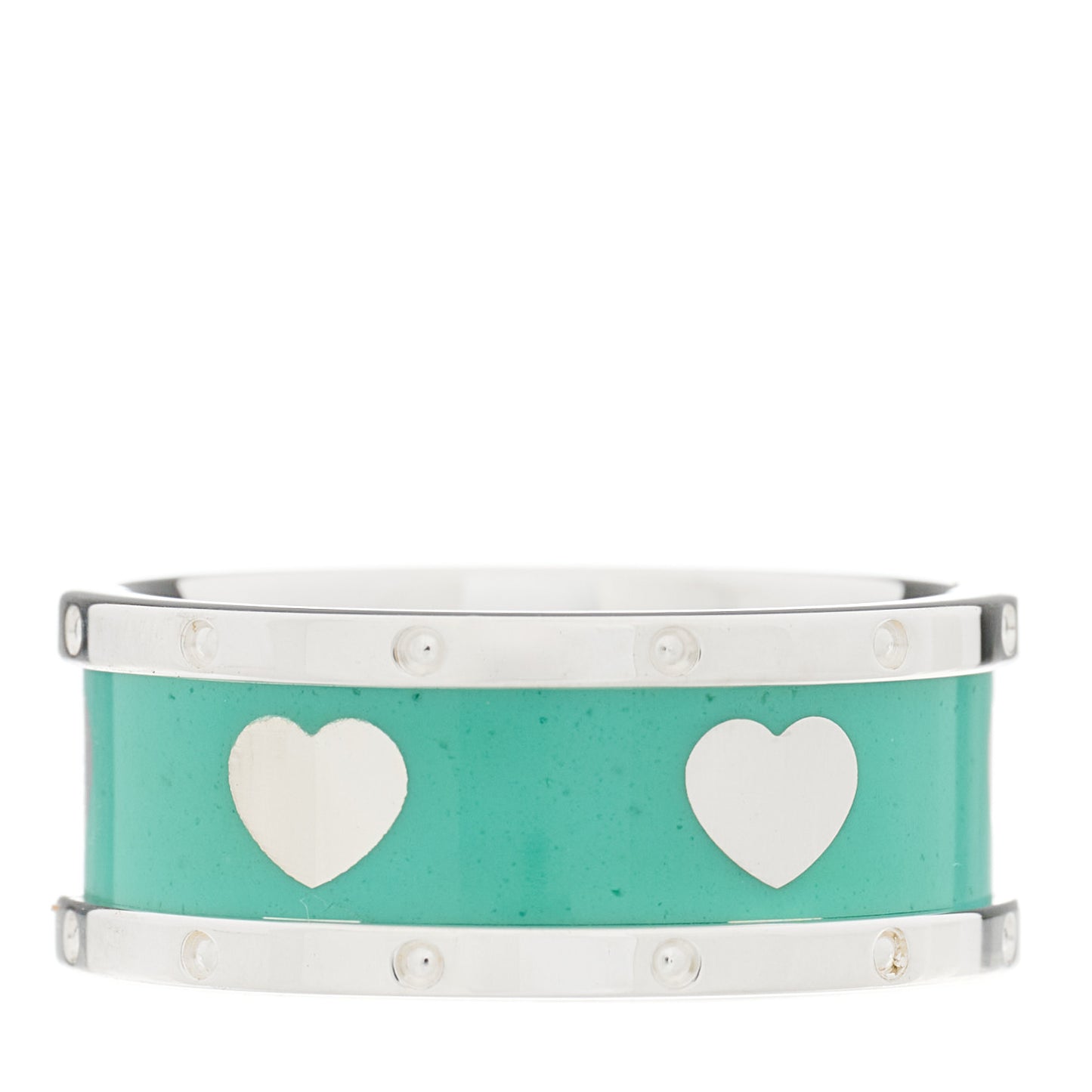 Sterling Silver Enamel Heart Band Ring 50 5.5