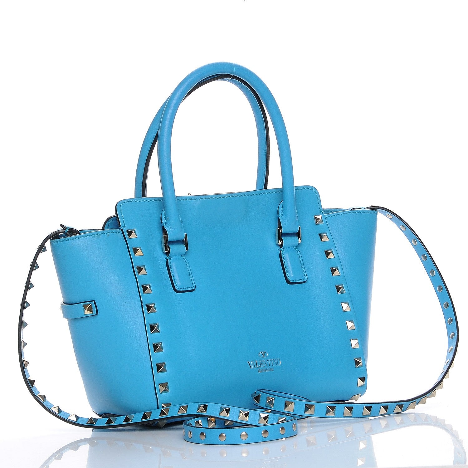 Valentino Garavani Vitello Mini Rockstud Double Handle Tote Parrot 4 of 10