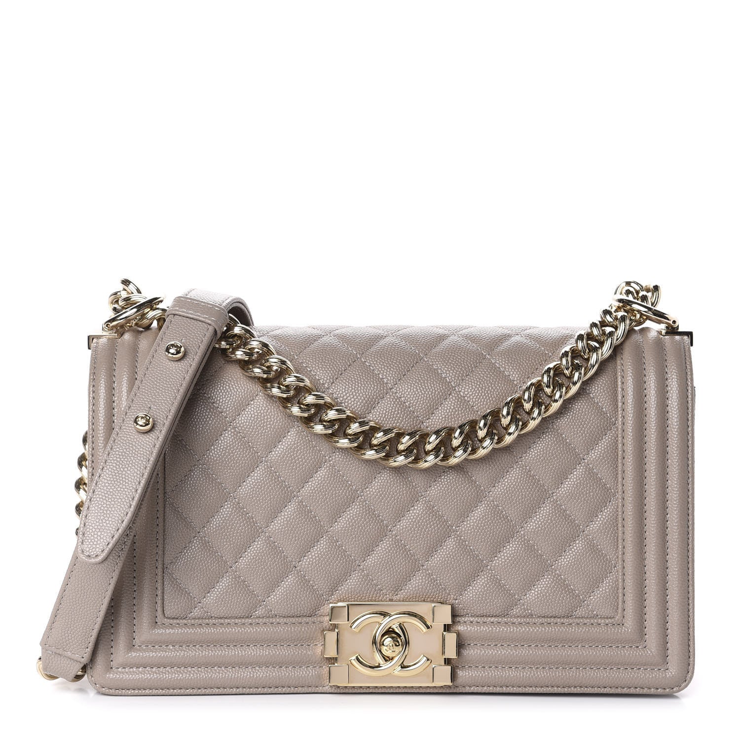 Chanel Caviar Quilted Medium Boy Flap Dark Beige 1 of 11