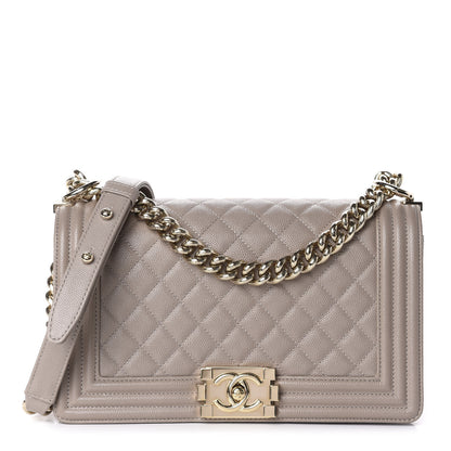 Chanel Caviar Quilted Medium Boy Flap Dark Beige 1 of 11