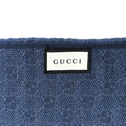 Gucci Wool Silk GG Monogram Web Verbiere Fringe Scarf Navy Blue 3 of 3