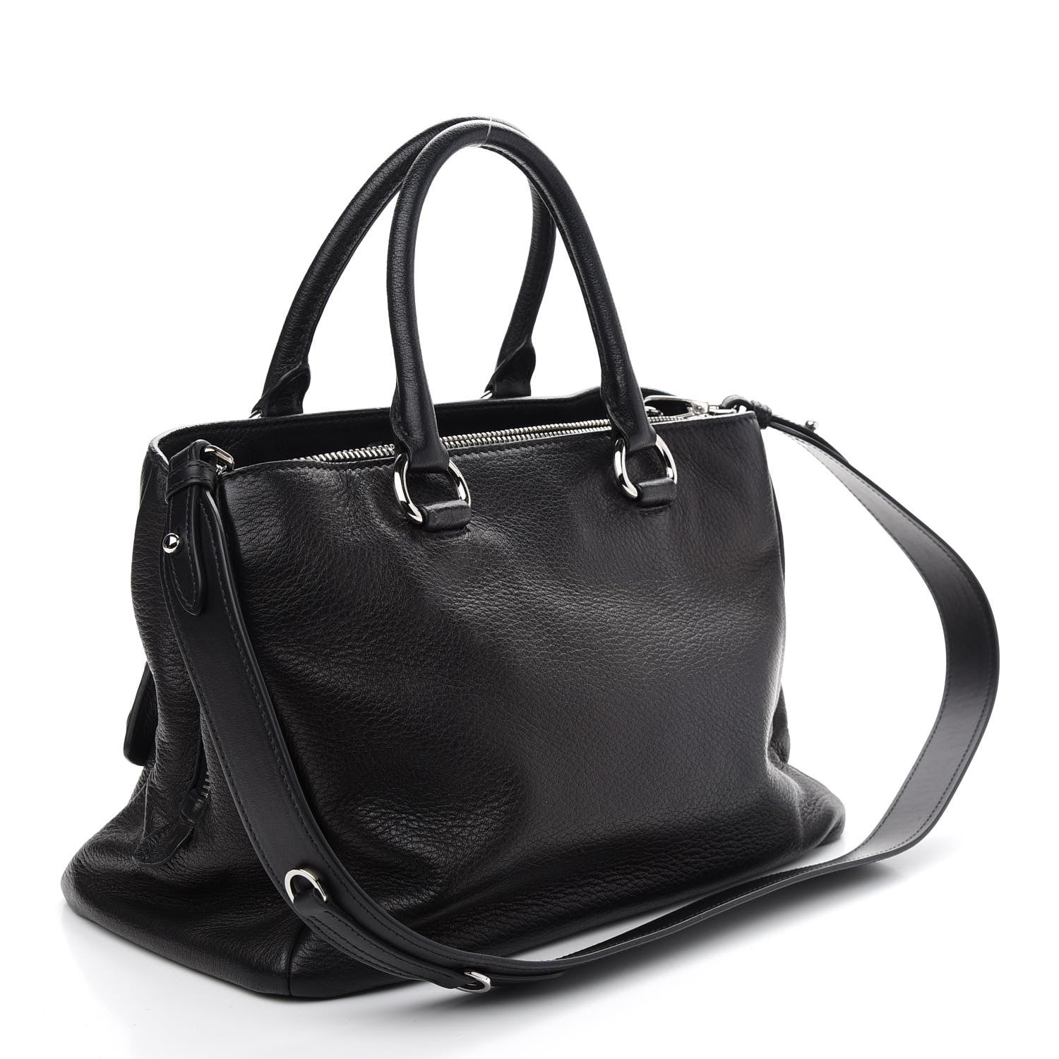 Prada Vitello Daino Tote Black 3 of 9