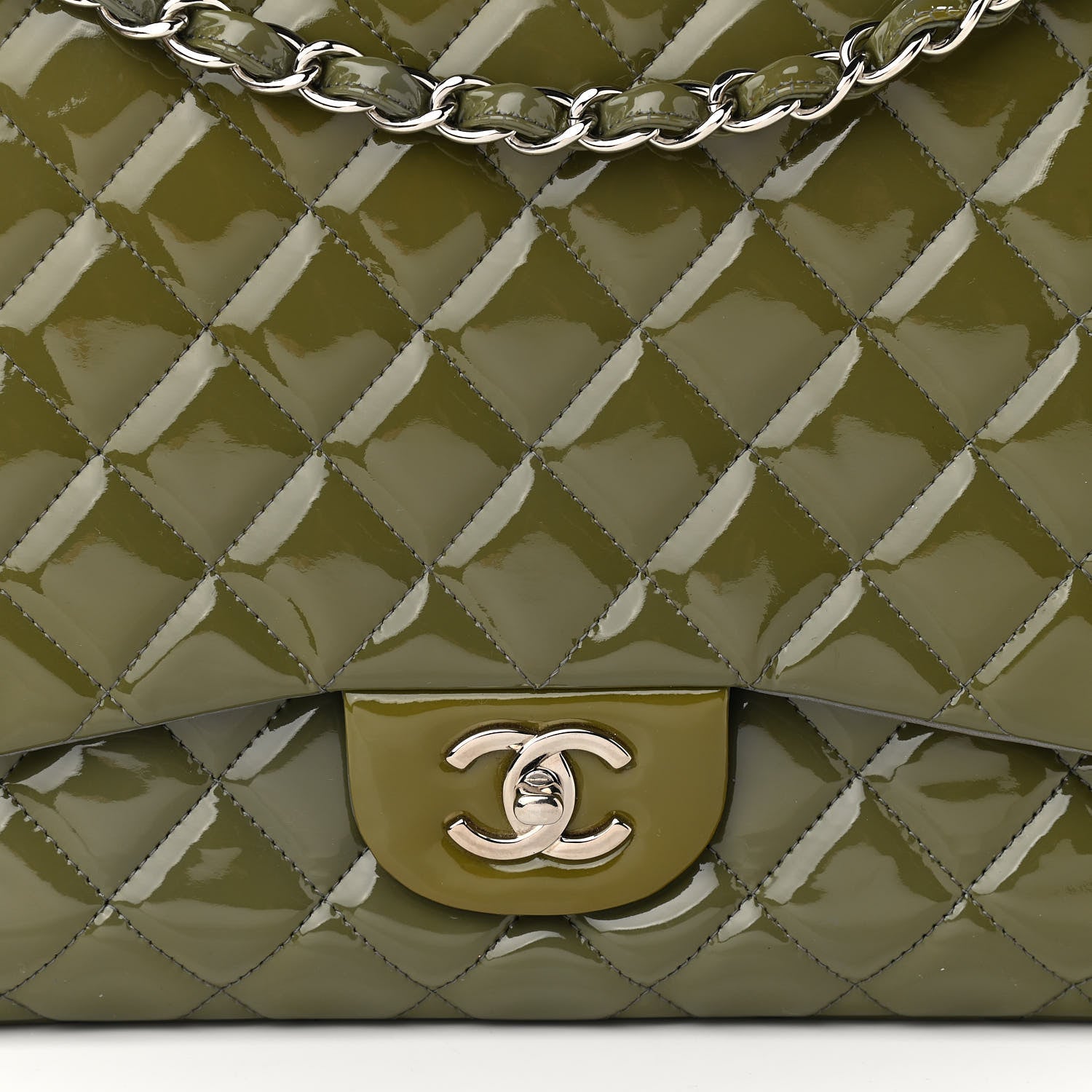 Chanel Patent Quilted Maxi Single Flap Grey 8 of 13