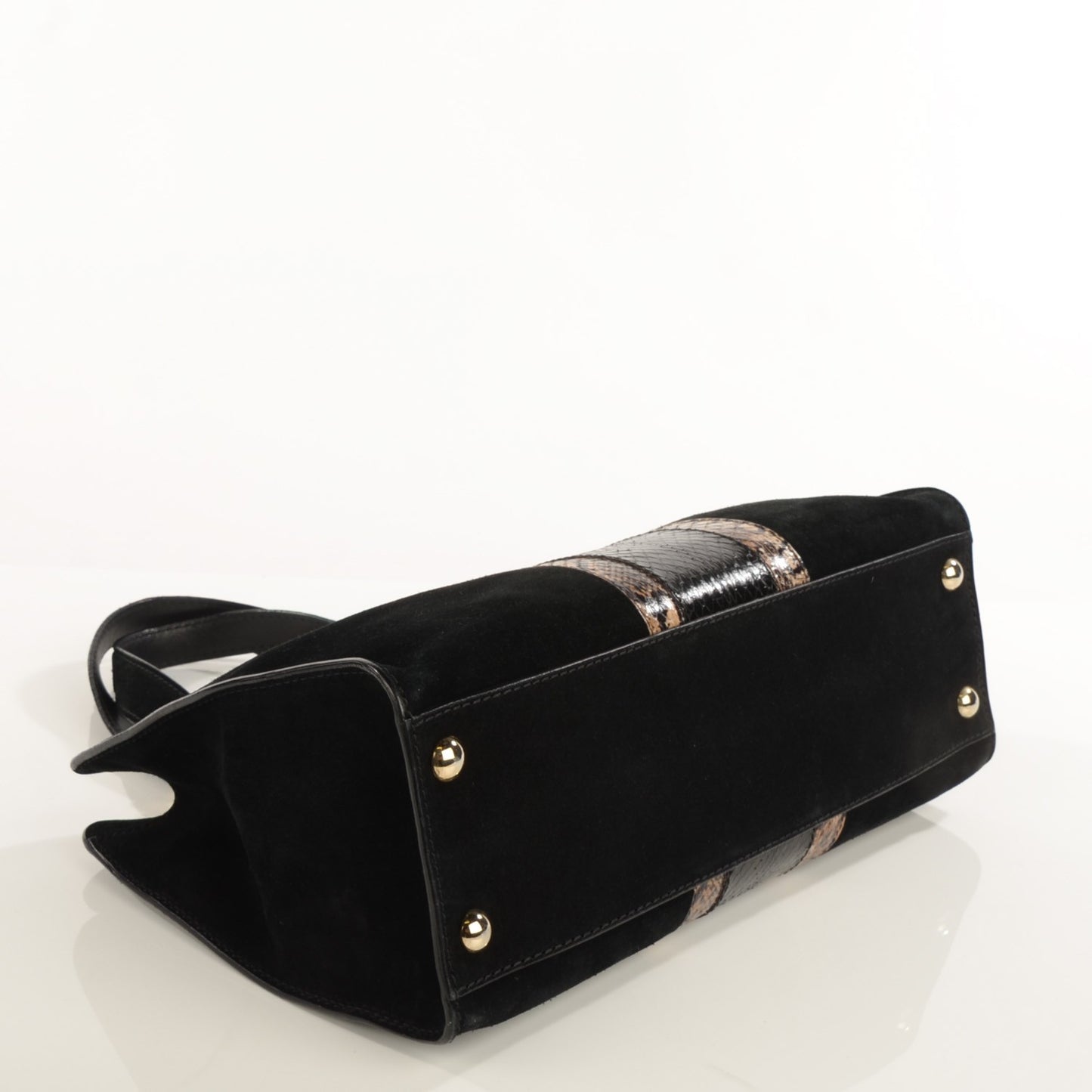 Suede Snakeskin Tote Black