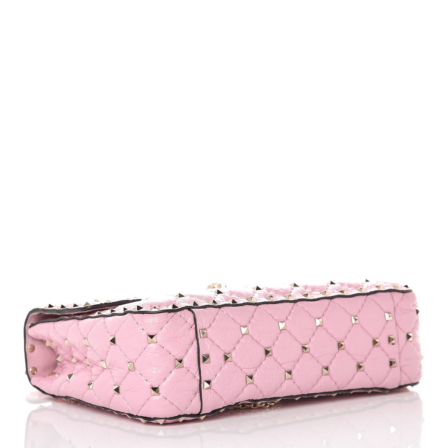 Valentino Garavani Craquele Nappa Medium Rockstud Spike Shoulder Bag Pink 4 of 12