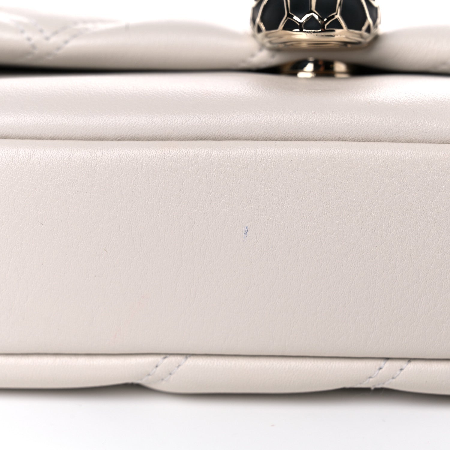 Bulgari Calfskin Matelasse Small Serpenti Cabochon Shoulder Bag White 7 of 10