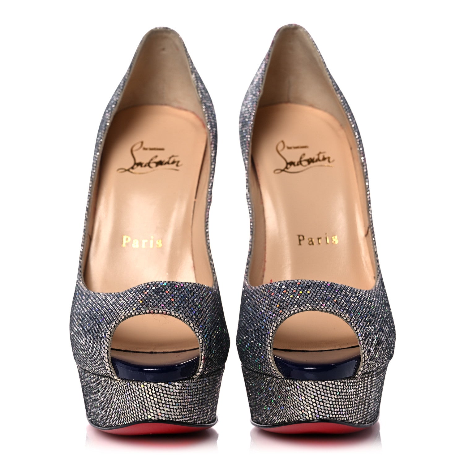Christian Louboutin Seava Glitter Disco Ball Fetish Peep 140 Pumps 35 Multicolor 2 of 8