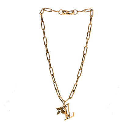 Louis Vuitton Metal LV Flower Necklace Gold 3 of 4