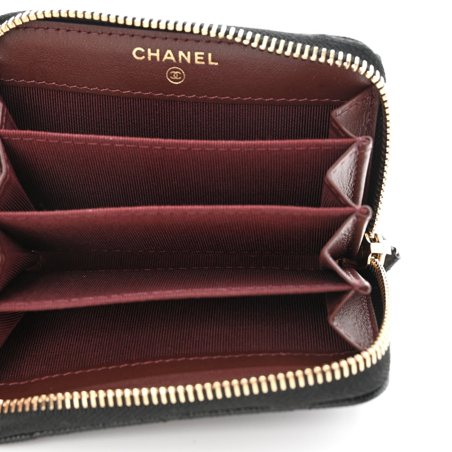 Caviar Quilted Classic Zipped Coin Purse Black