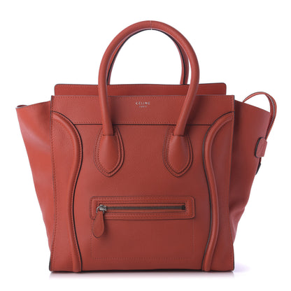 Celine Drummed Calfskin Mini Luggage Vermillon 1 of 8