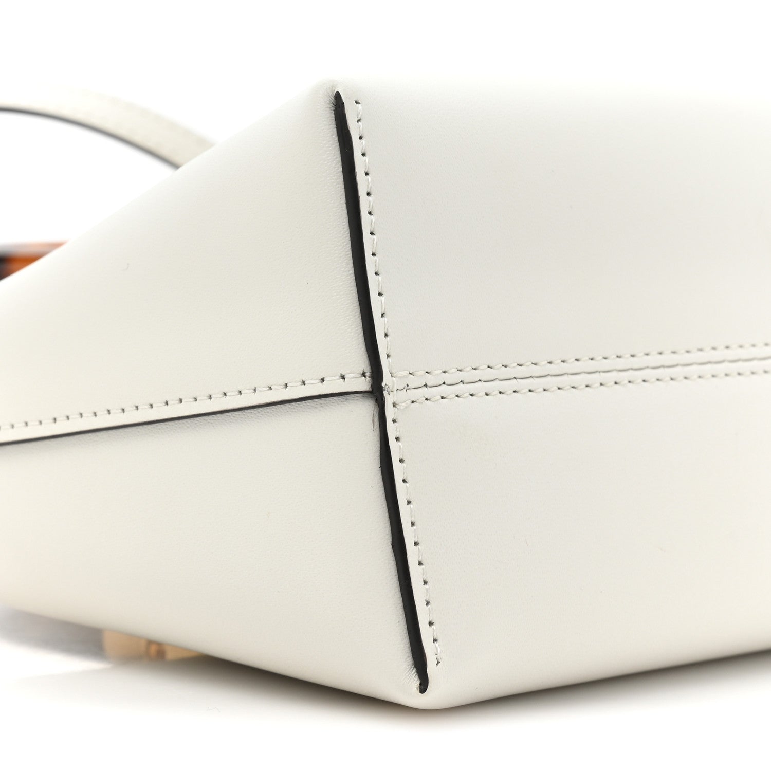 Fendi Vitello King Plexiglass Logo Embossed Mini By The Way Top Handle Boston Bag White Rice 9 of 9
