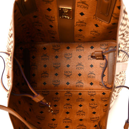 MCM Visetos Medium Liz Reversible Shopper Tote Cognac 8 of 17