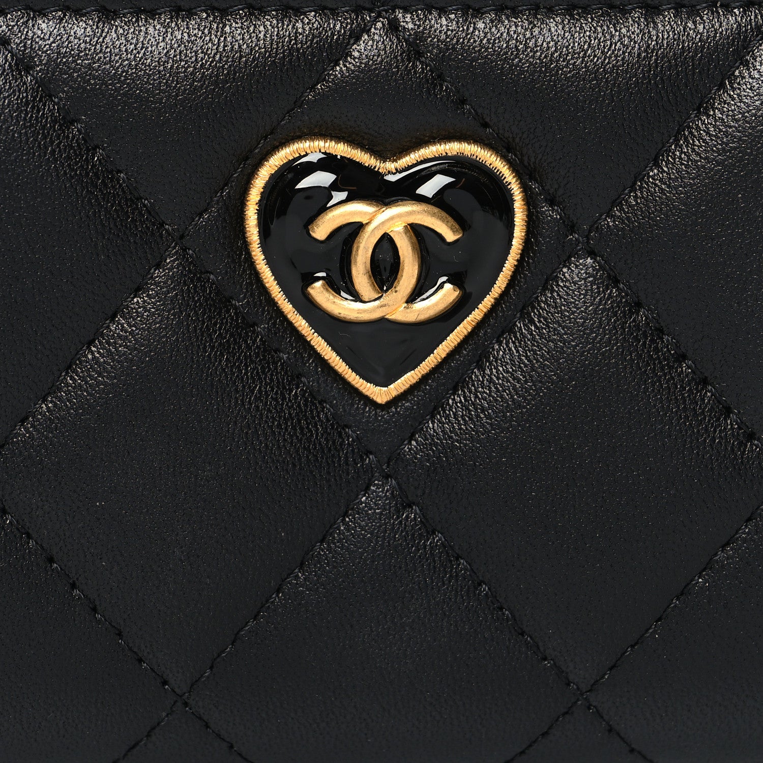 Chanel Lambskin Plexiglass Quilted Coco Love Zip Coin Purse Black 8 of 9