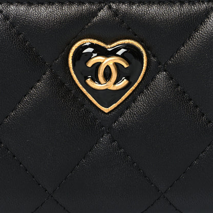 Chanel Lambskin Plexiglass Quilted Coco Love Zip Coin Purse Black 8 of 9