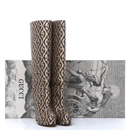 Gucci Fabric G Rhombus Print Platform Boots 38 Beige Cocoa 8 of 8