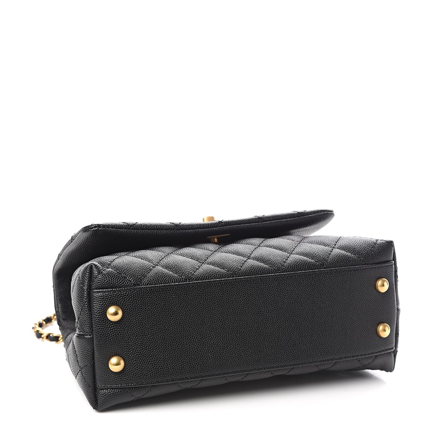 Caviar Quilted Mini Coco Handle Flap Black
