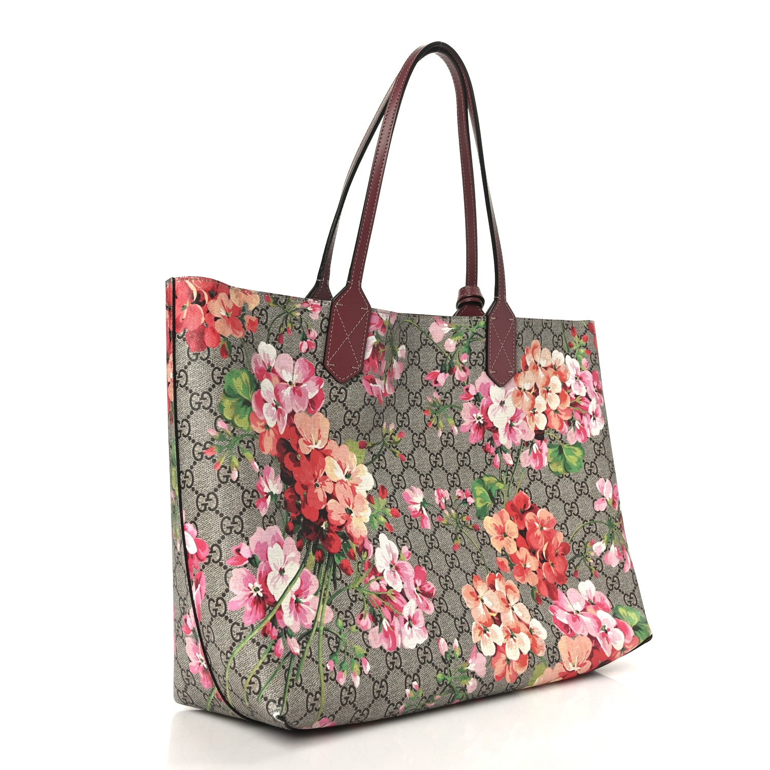 Gucci GG Supreme Monogram Blooms Medium Reversible Tote Beige Multicolor Dry Rose 3 of 13