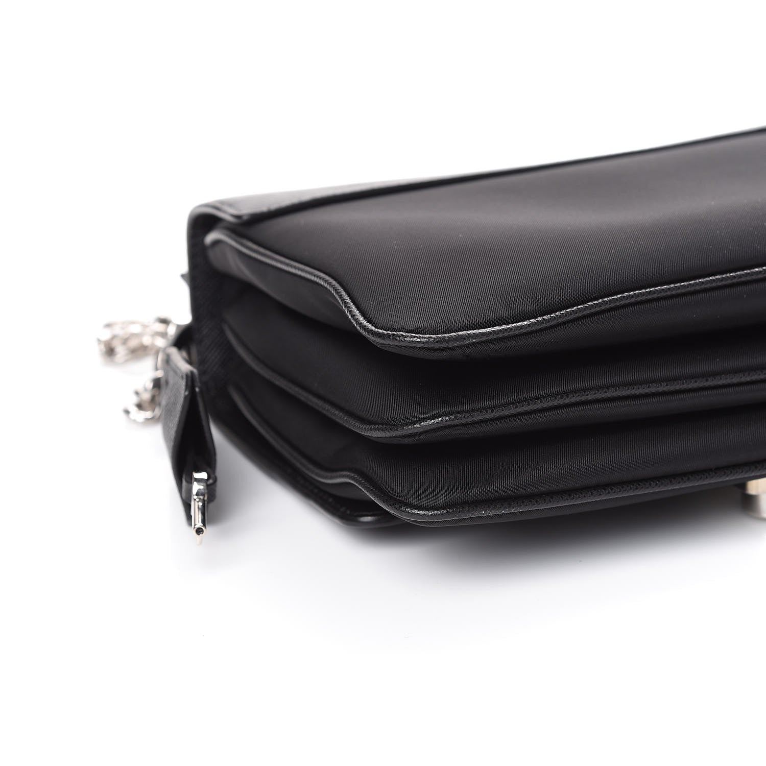Prada Saffiano Pattina Chain Shoulder Bag Black 8 of 10