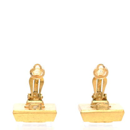 Chanel Metal CC Square Clip On Earrings Black Gold 4 of 4