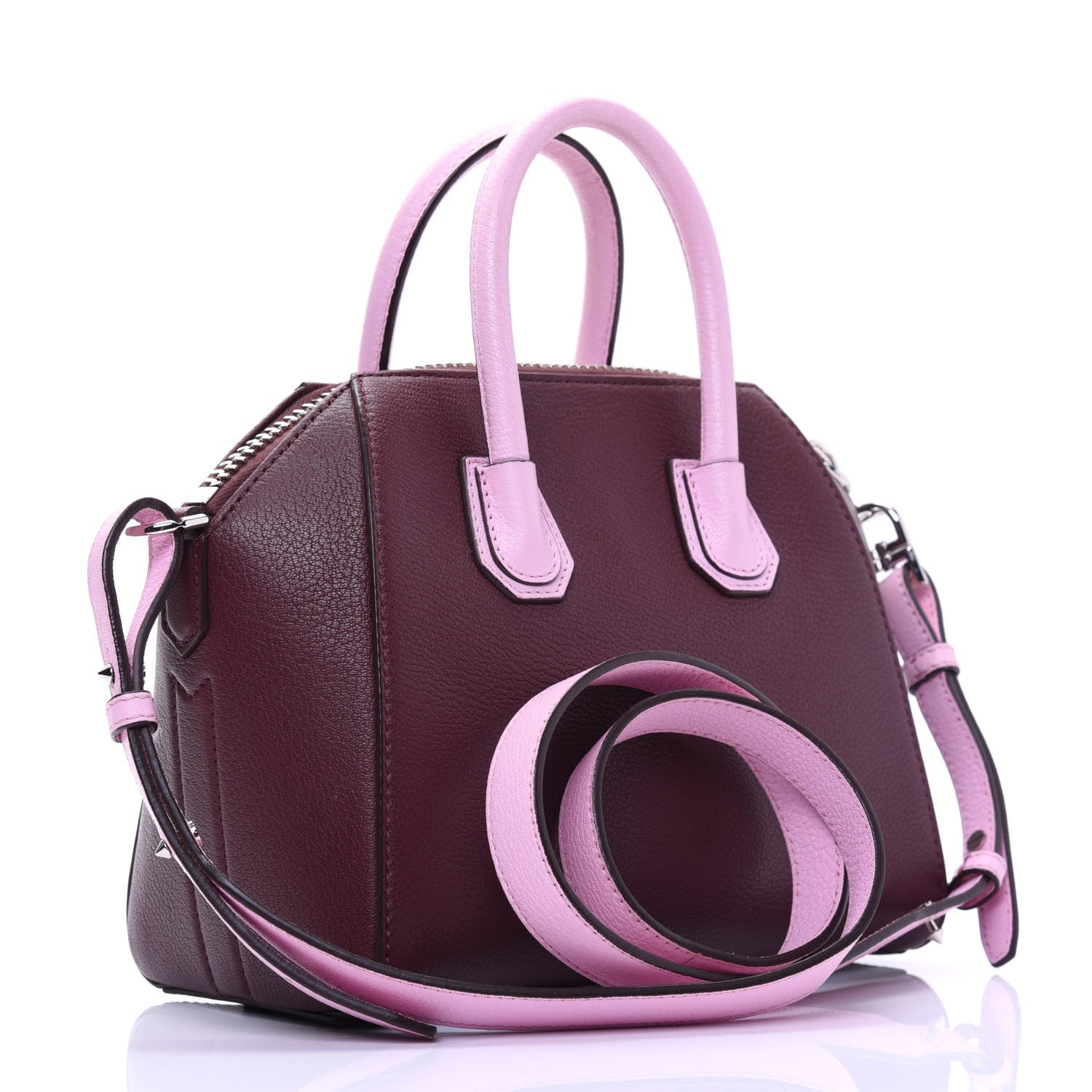 Givenchy Sugar Goatskin Mini Tri-Color Antigona Burgundy Pink White 4 of 16