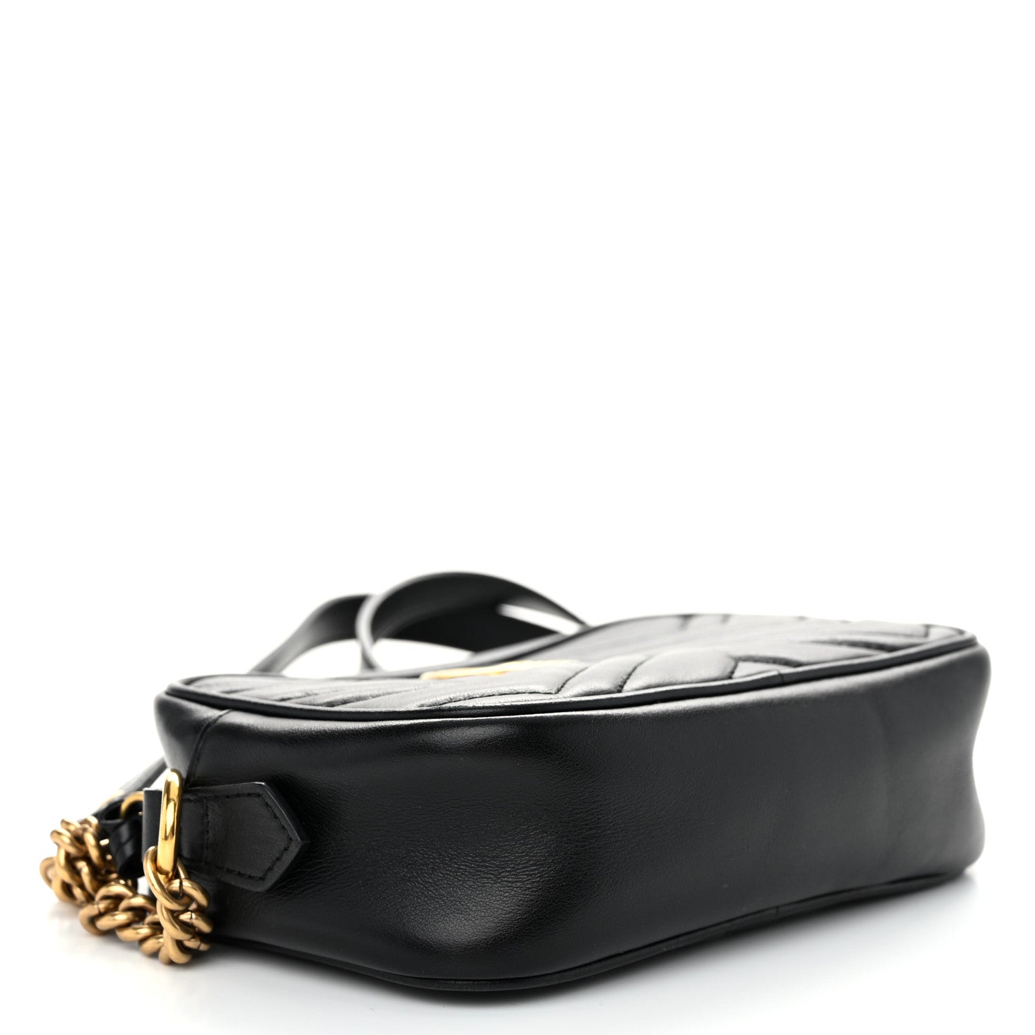 Gucci Calfskin Matelasse Mini GG Marmont Chain Shoulder Bag Black 4 of 11