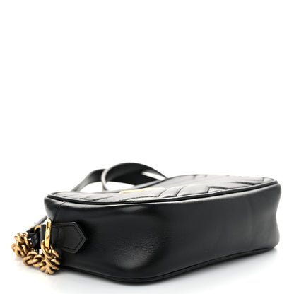 Gucci Calfskin Matelasse Mini GG Marmont Chain Shoulder Bag Black 4 of 11