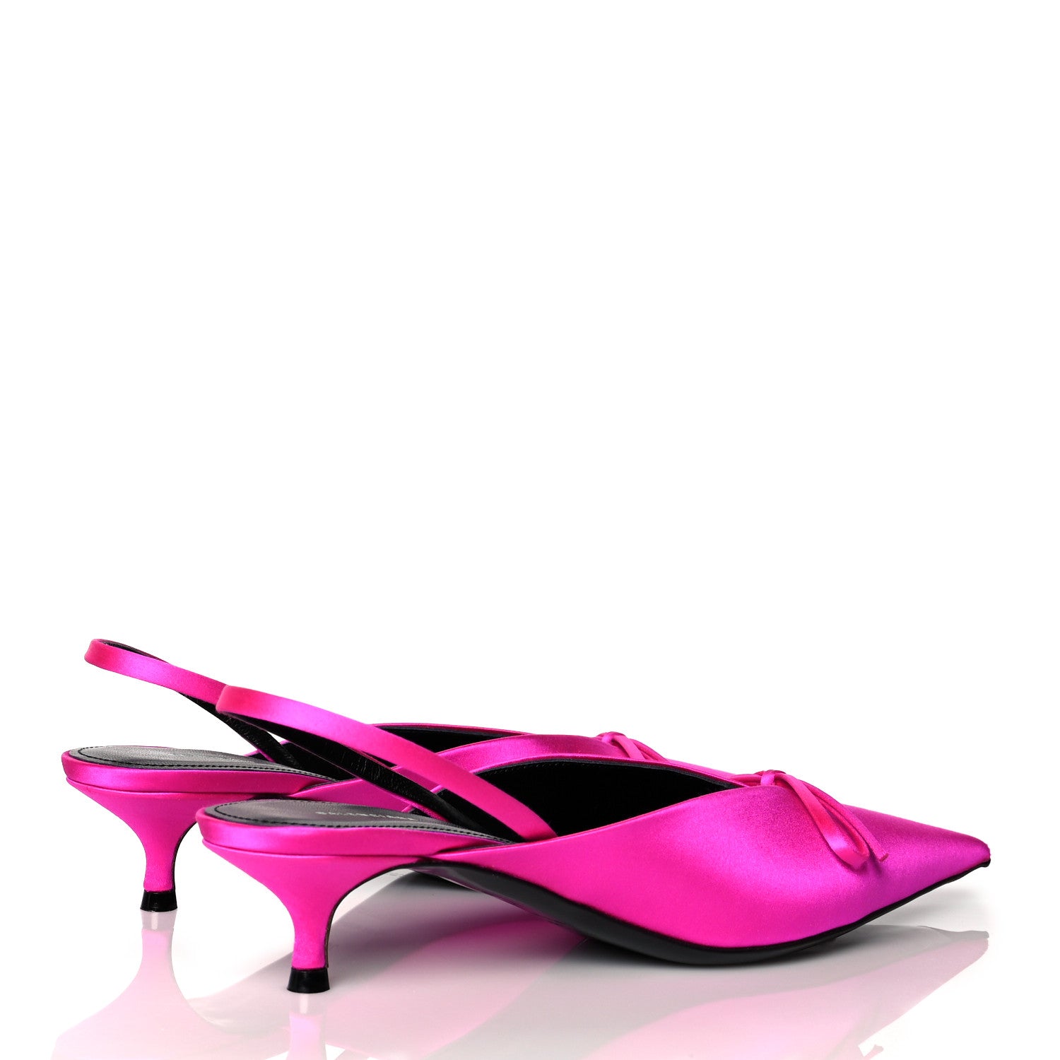 Balenciaga Satin Pointed Toe Knife Slingback 40mm Mules 38 Rose Fuchsia 4 of 9
