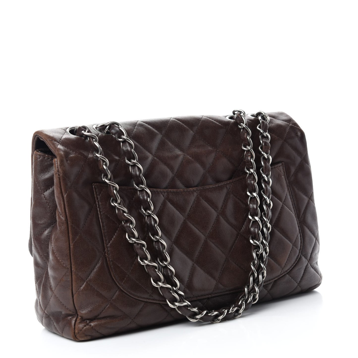 Washed Lambskin Quilted Jumbo Hybrid Reissue Flap Dark Brown