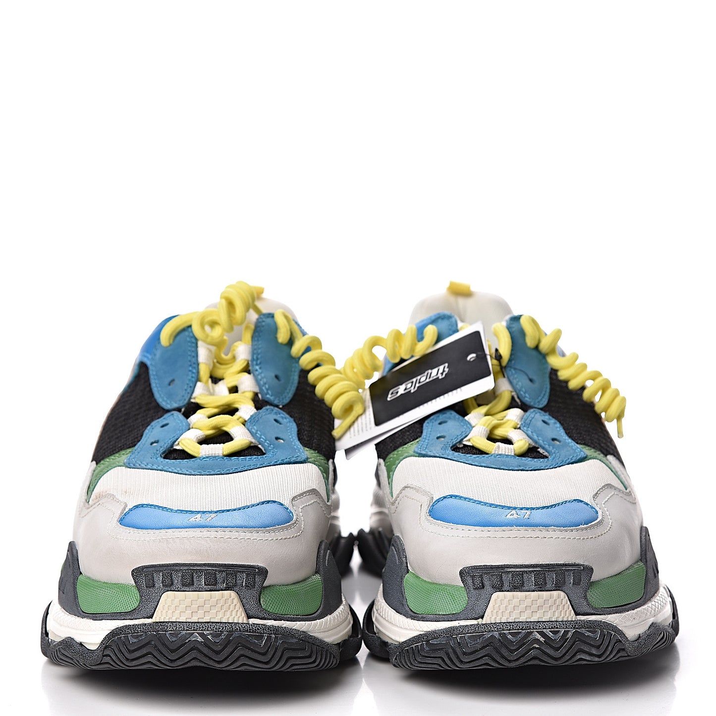 Fabric Mesh Nappa Mens Triple S Sneakers 47 Bleu White Vert Jaune