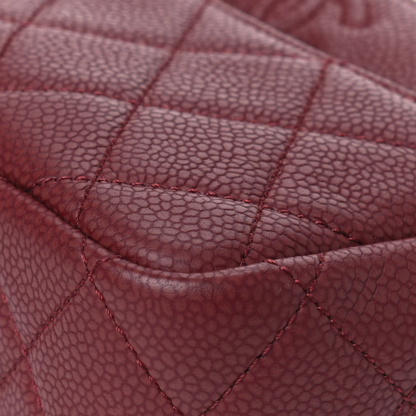 Caviar Quilted Mini Coco Tassel Camera Case Burgundy