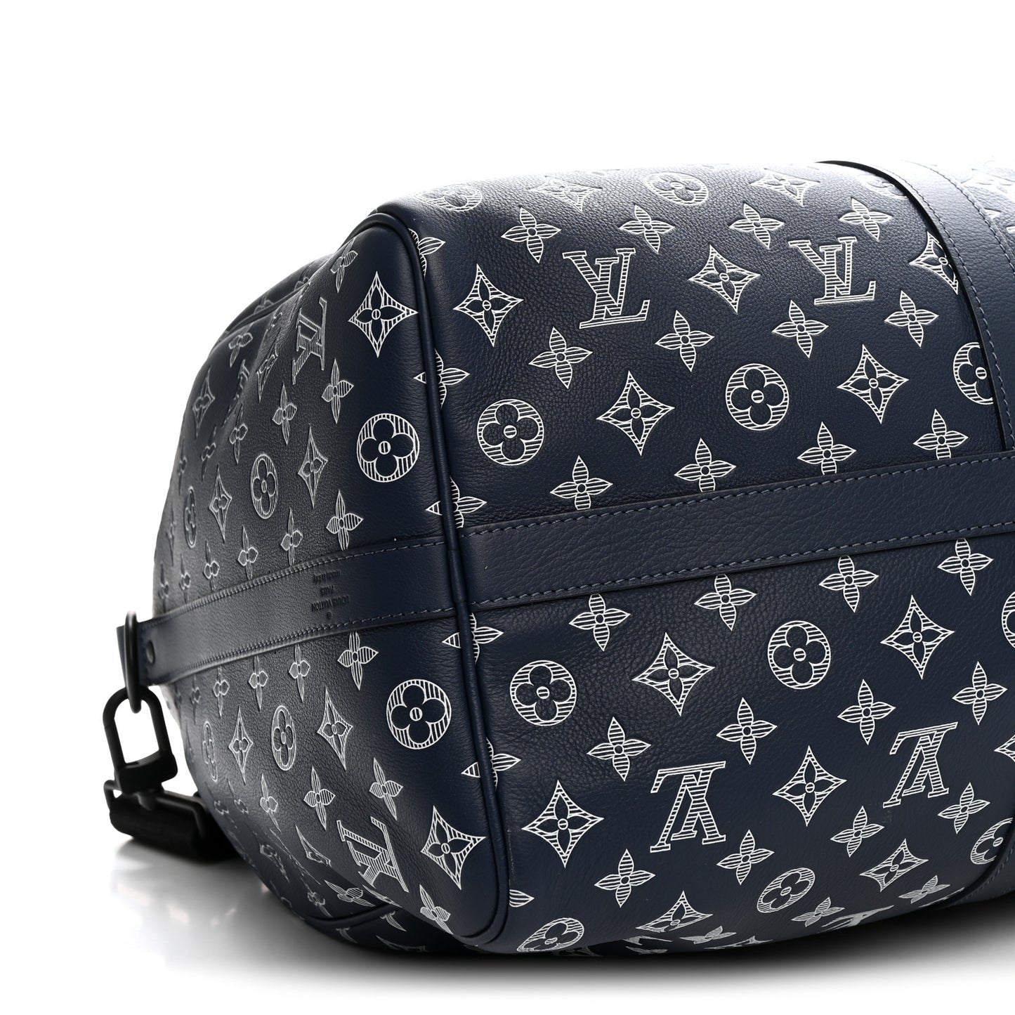 Calfskin Shadow Monogram Keepall Bandouliere 50 Ink Blue White