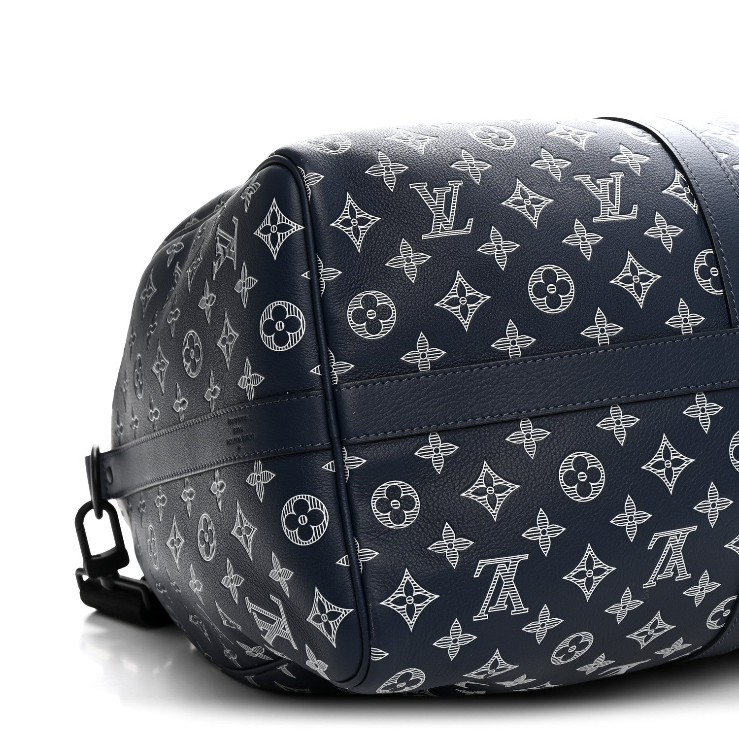 Louis Vuitton Calfskin Shadow Monogram Keepall Bandouliere 50 Ink Blue White 7 of 8
