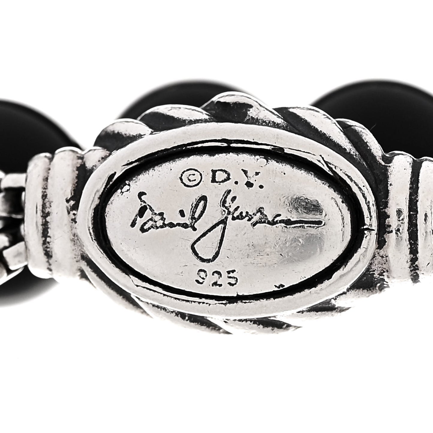 DAVID YURMAN Sterling Silver Black Onyx 8mm Spiritual Beads Adjustable Bracelet