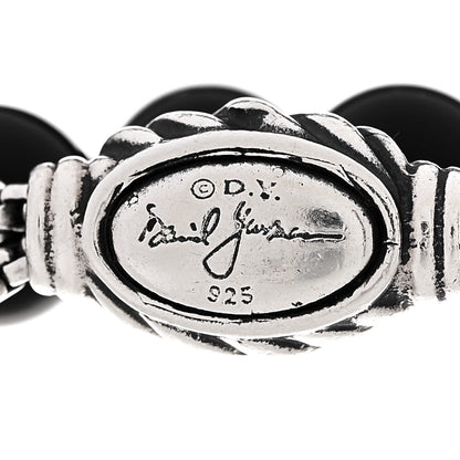 David Yurman DAVID YURMAN Sterling Silver Black Onyx 8mm Spiritual Beads Adjustable Bracelet 3 of 3