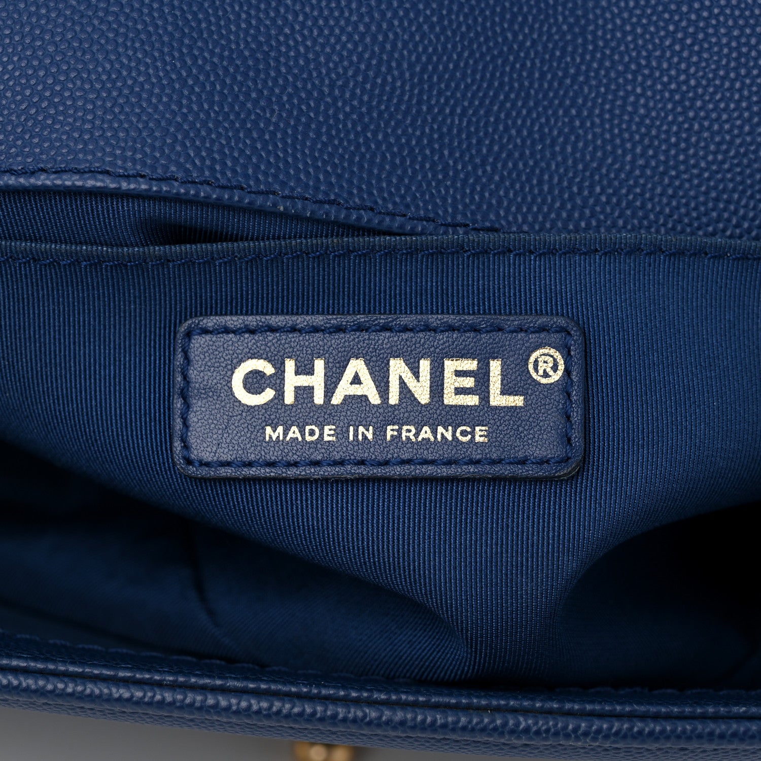 Chanel Caviar Chevron Quilted Braided Medium Boy Flap Blue 6 of 11