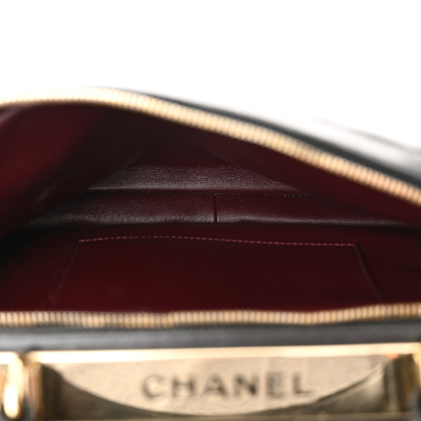 Lambskin Quilted Large Trendy CC Bowling Bag Black