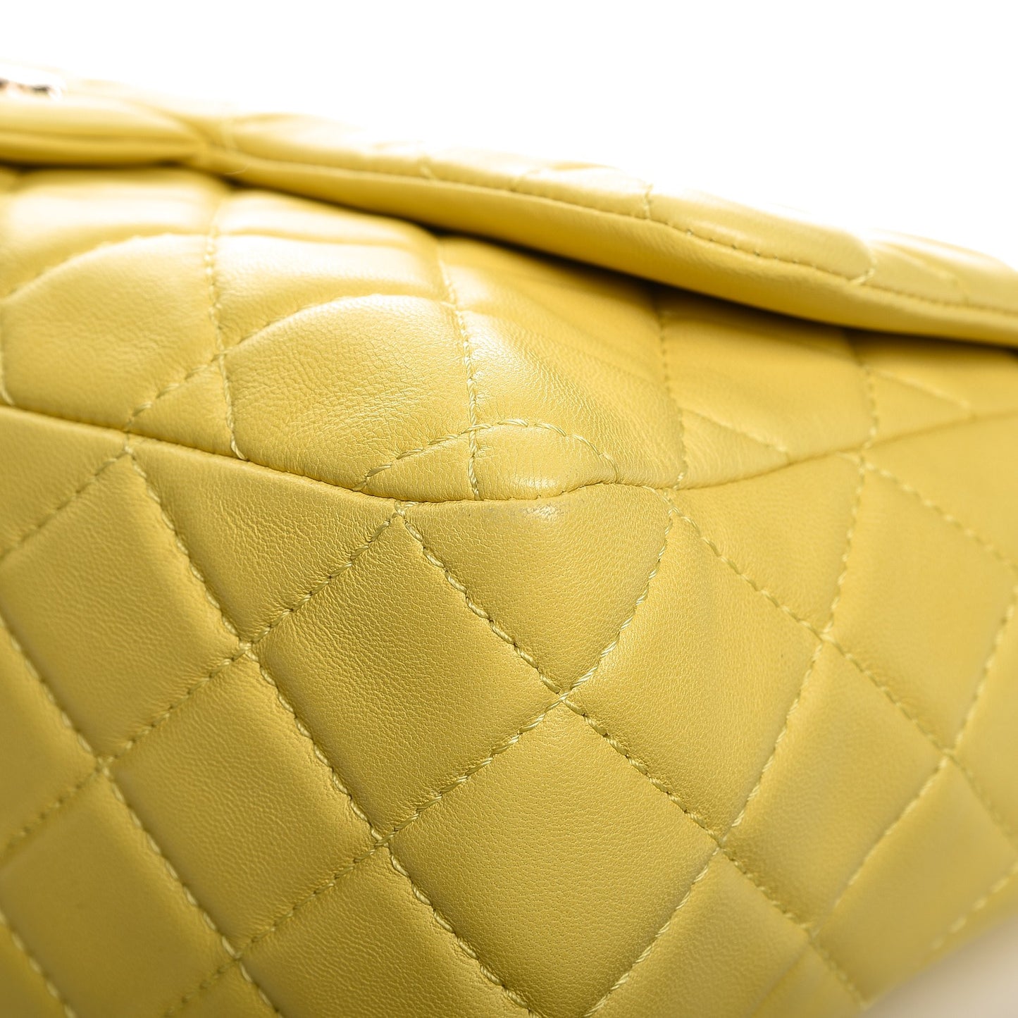 Lambskin Quilted Jumbo Single Flap Yellow