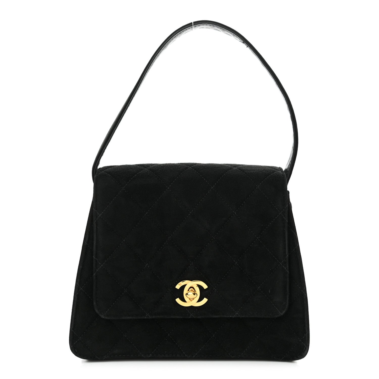 Chanel Suede Quilted Shoulder Bag Black 1 of 12