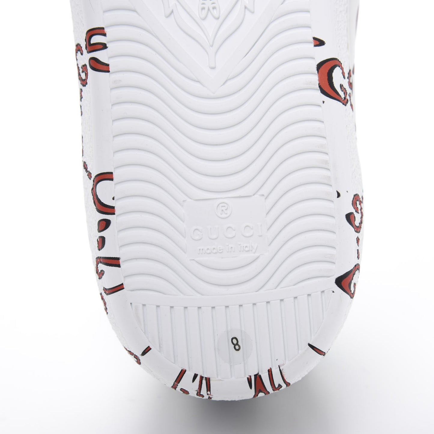 Calfskin GucciGhost Print Mens Ace Sneakers 8 White Hibiscus Red