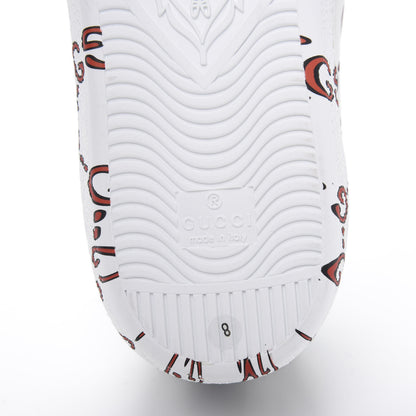 Gucci Calfskin GucciGhost Print Mens Ace Sneakers 8 White Hibiscus Red 8 of 10
