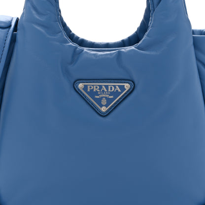 Prada Nappa Soft Padded Small Double Handled Shoulder Bag Celeste 8 of 10