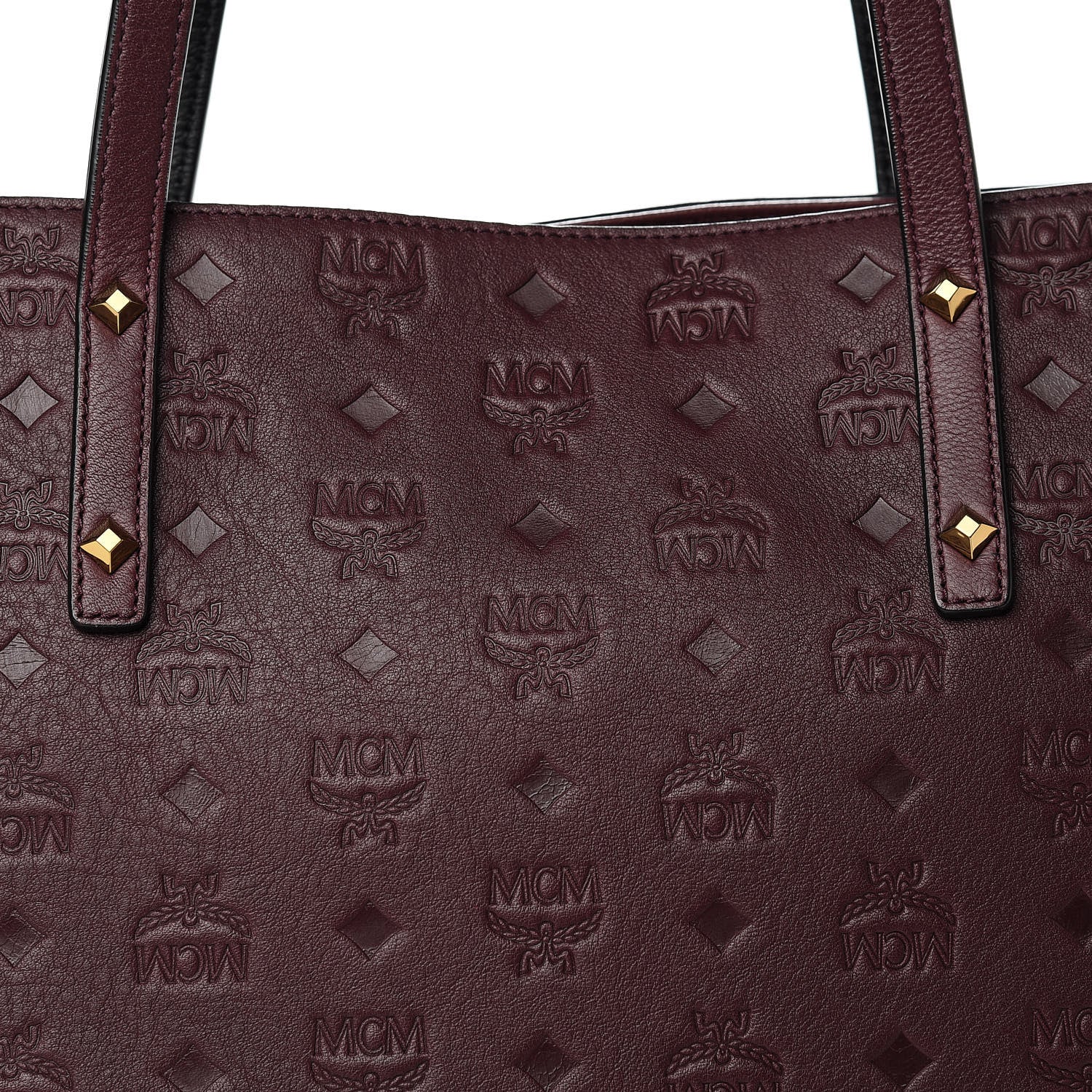 MCM Calfskin Ottomar Monogram Medium Klara Shopper Tote Rustic Brown 8 of 13