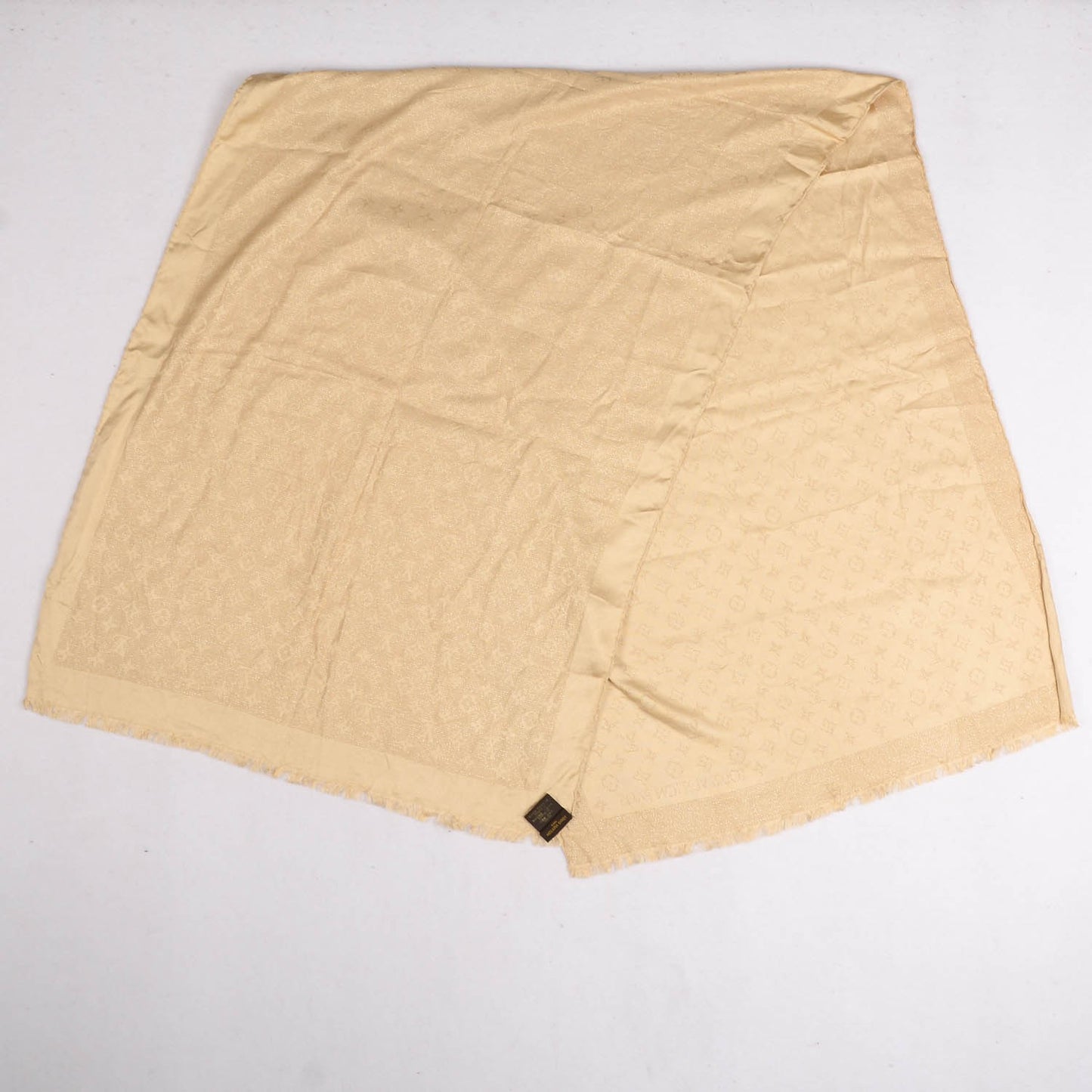 Silk Monogram Shimmer Stole Gold